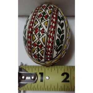Vintage Romanian Pysanky Hand Painted Real Easter Egg Leaves Double Geometrics